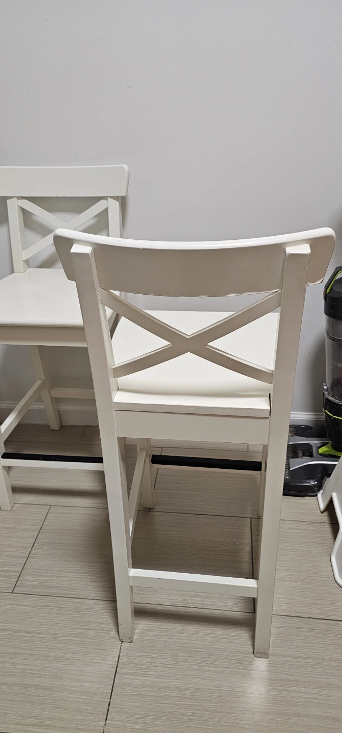 White Wooden Bar Stools - Set of 2 - photo 3