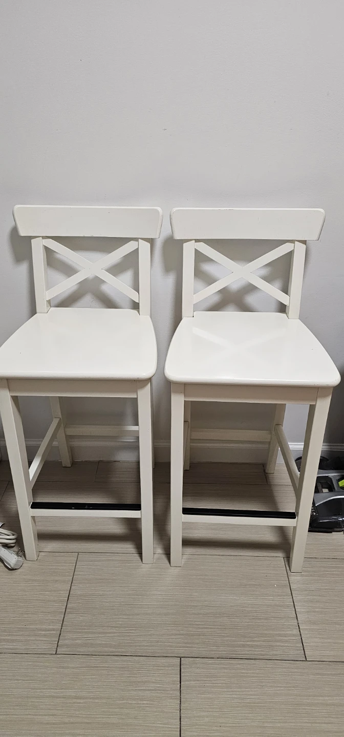 White Wooden Bar Stools - Set of 2 - photo 4