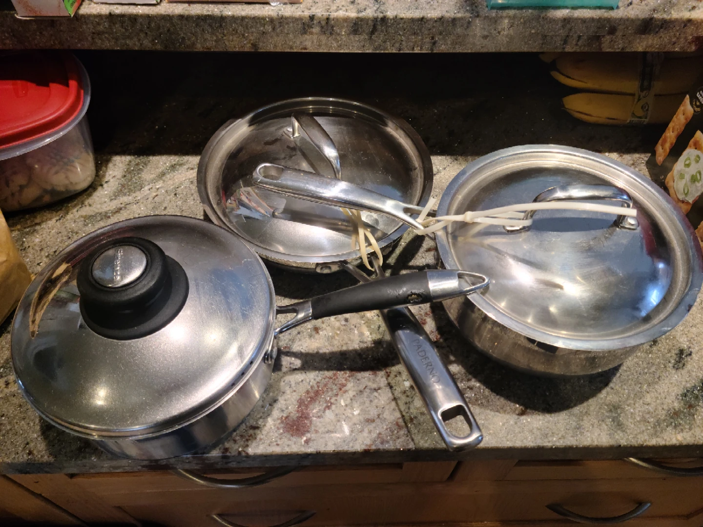 2 Set Paderno Stainless Steel Saucepan with Lid & additional pot
