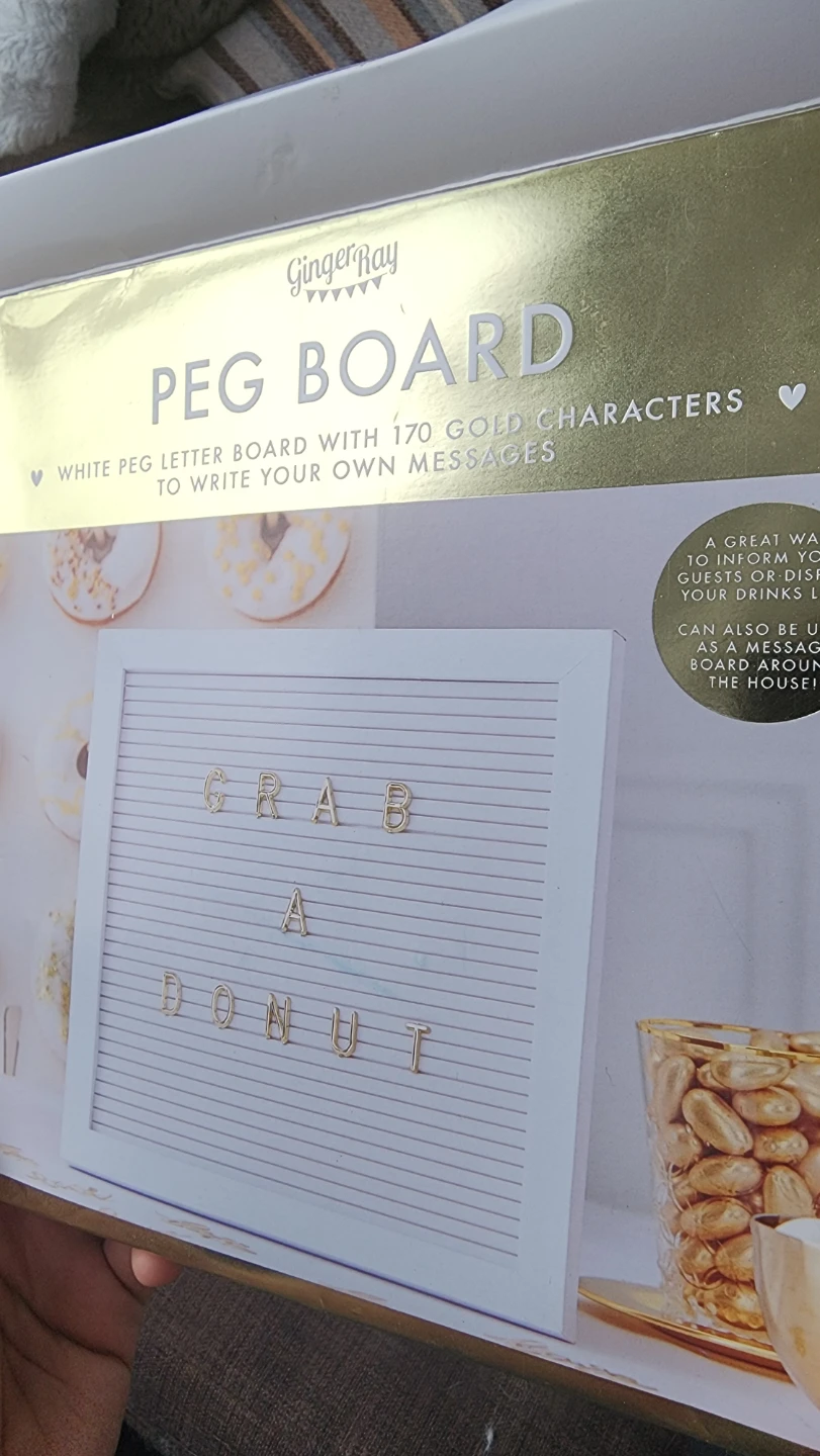 White Peg Letter Board with 170 Gold Characters