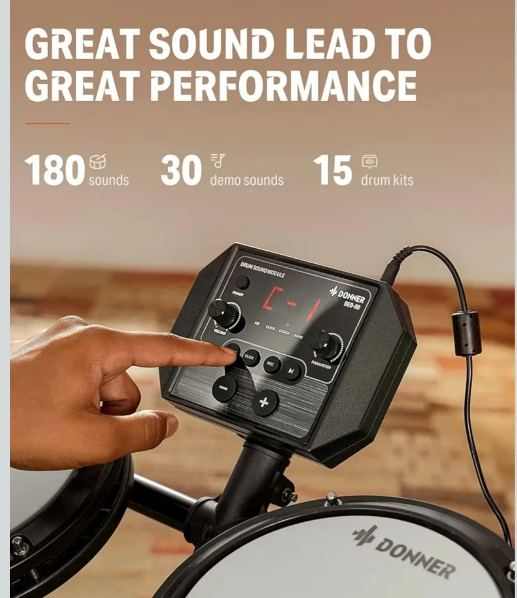Donner DED-80 Electric Drum Kit with Stool & Headphones - photo 5