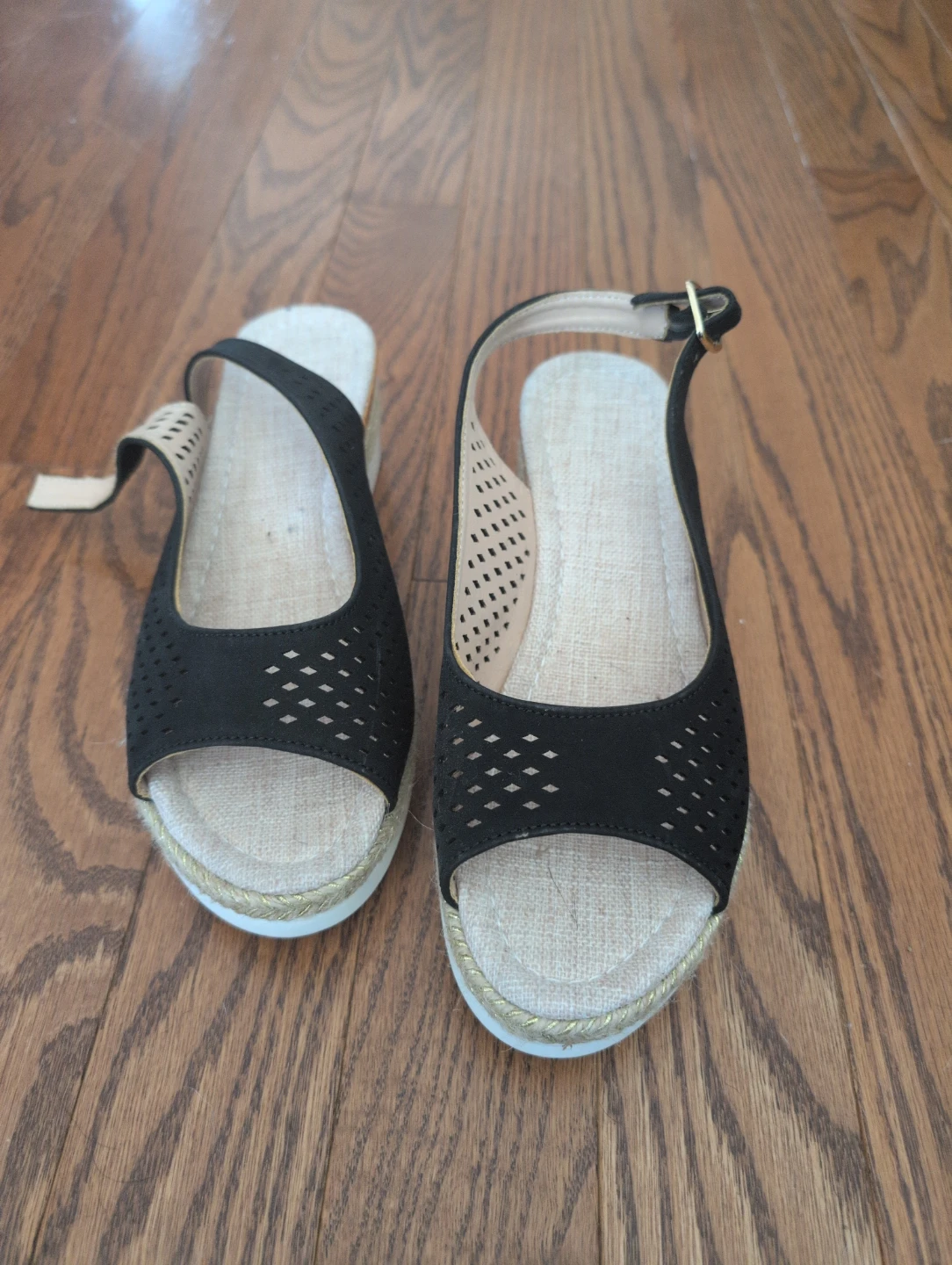 Black Wedge Sandals Size 39