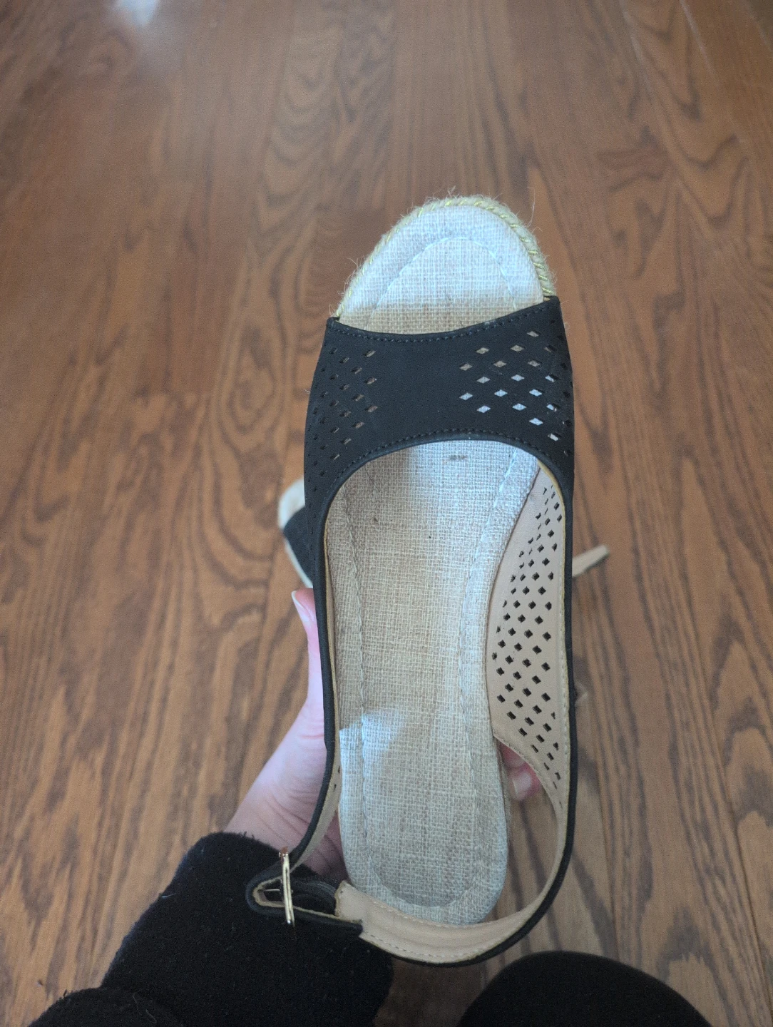 Black Wedge Sandals Size 39 - photo 4