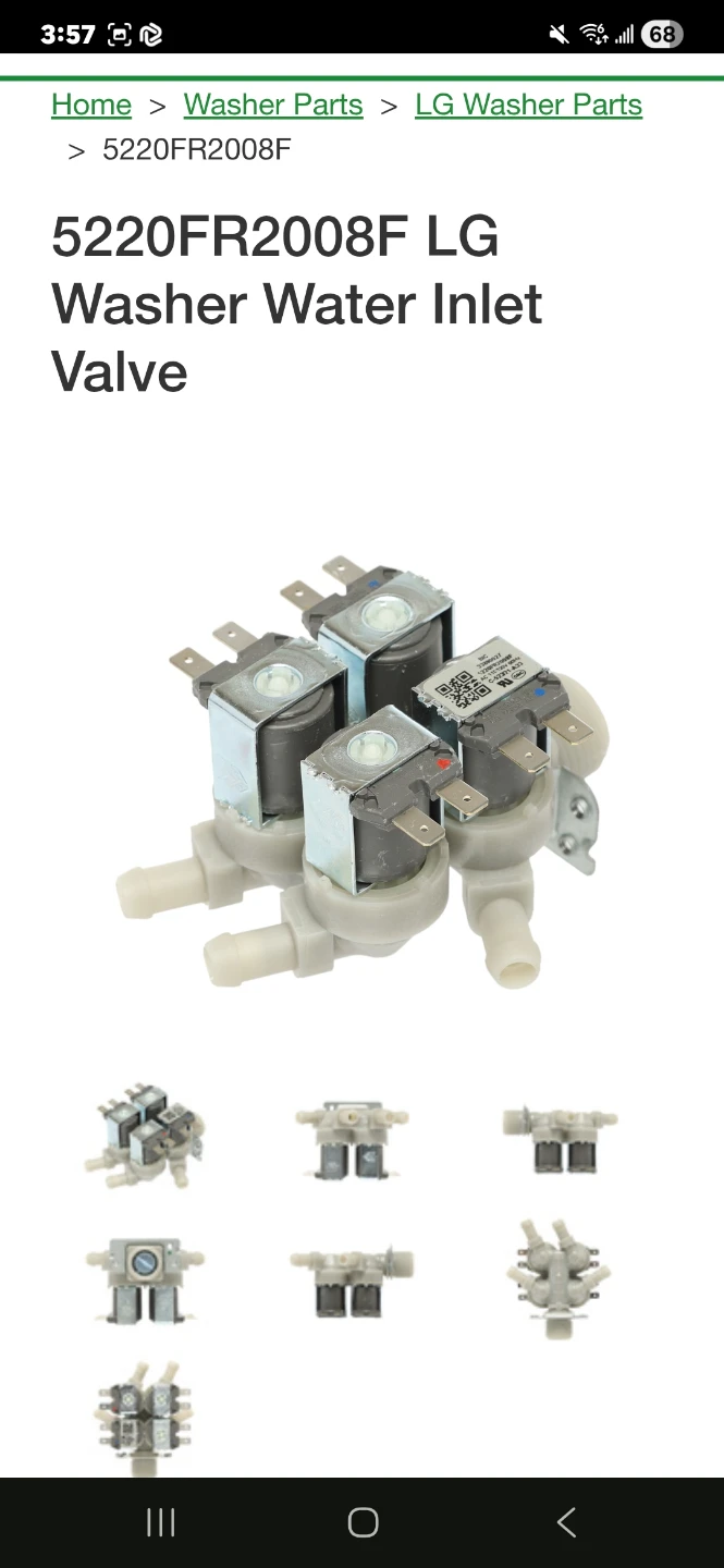LG 5220FR2008F Washer Water Inlet Valve