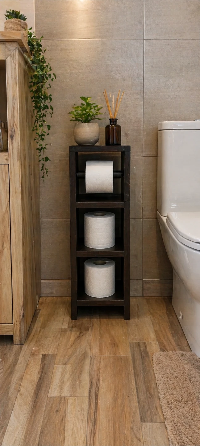 Wooden Toilet Paper Holder and Storage Stand - photo 3