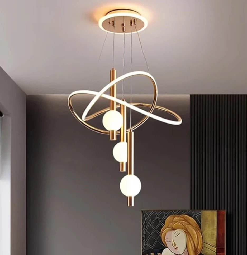Modern Gold Pendant Chandelier with LED Lights