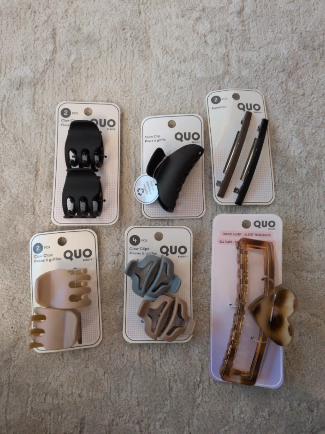 NEW QUO Beauty Claw Clips & Barrettes Set