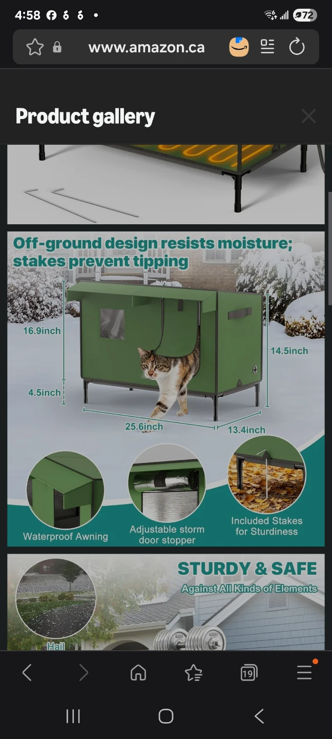 Outdoor Insulated Cat House with Waterproof Awning