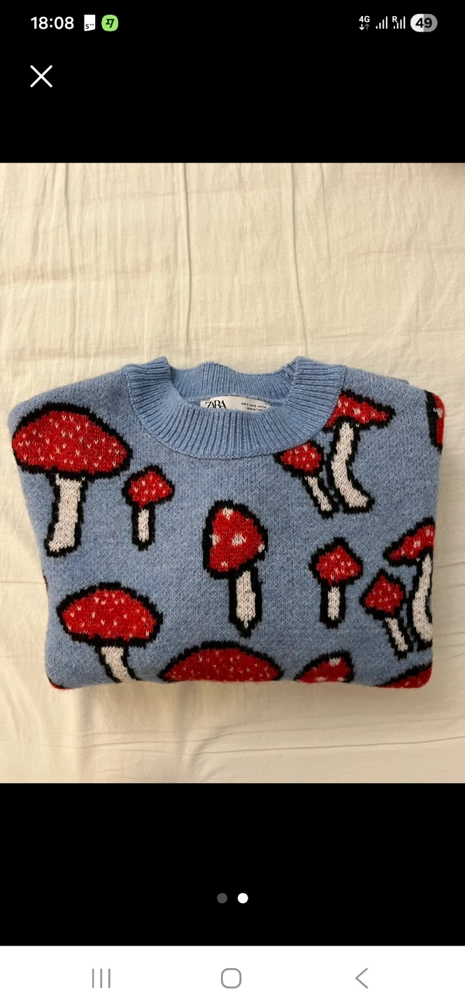 ZARA Blue Mushroom Knit Sweater - photo 2