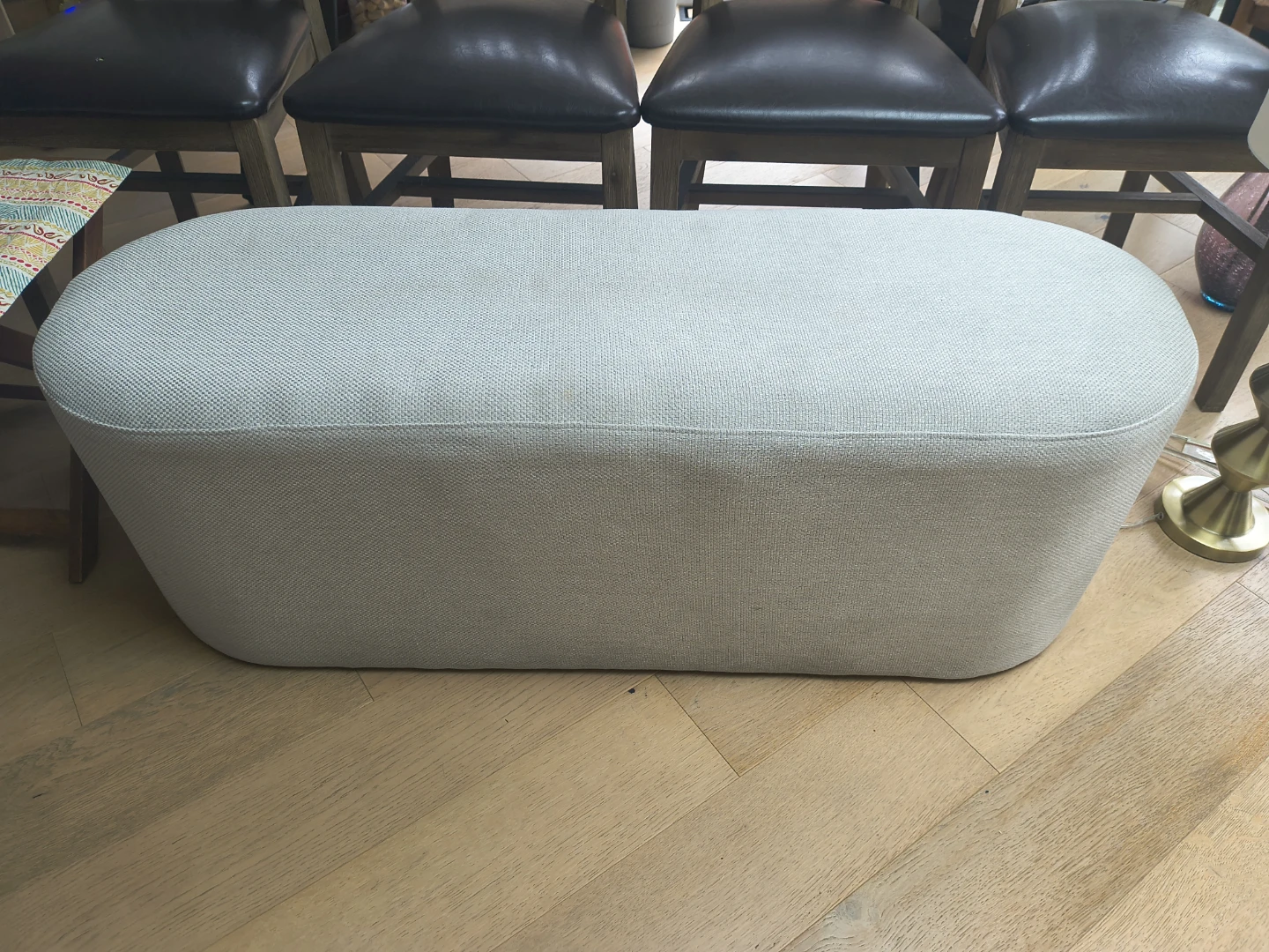 Light Grey Upholstered Ottoman Bench