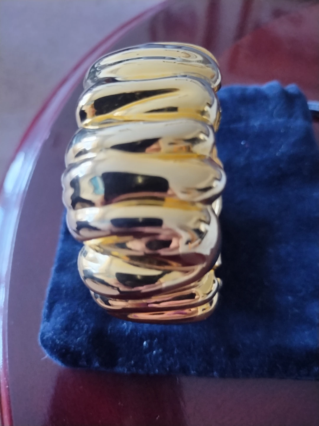 Gold Tone Statement Bangle Bracelet