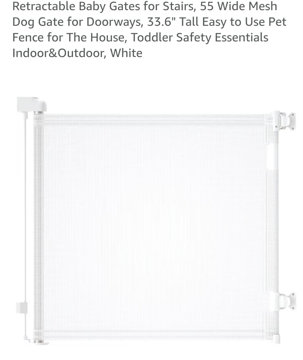 Retractable Baby Gate for Stairs and Doorways - 55 Wide Mesh