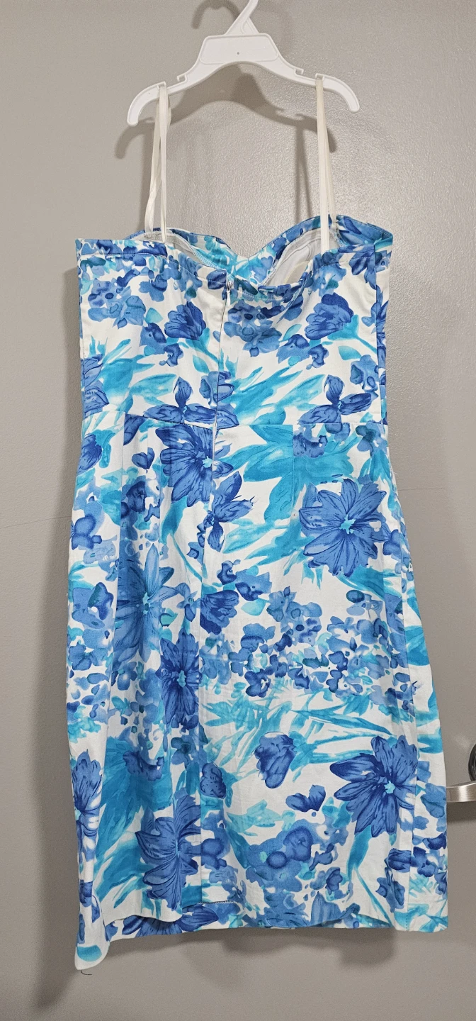 Strapless Blue Floral Dress 🌱 - photo 2
