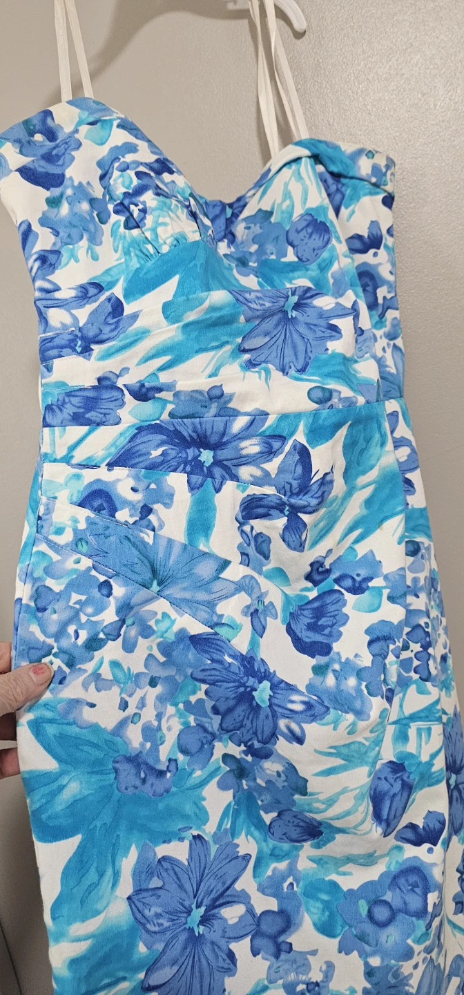 Strapless Blue Floral Dress 🌱 - photo 3