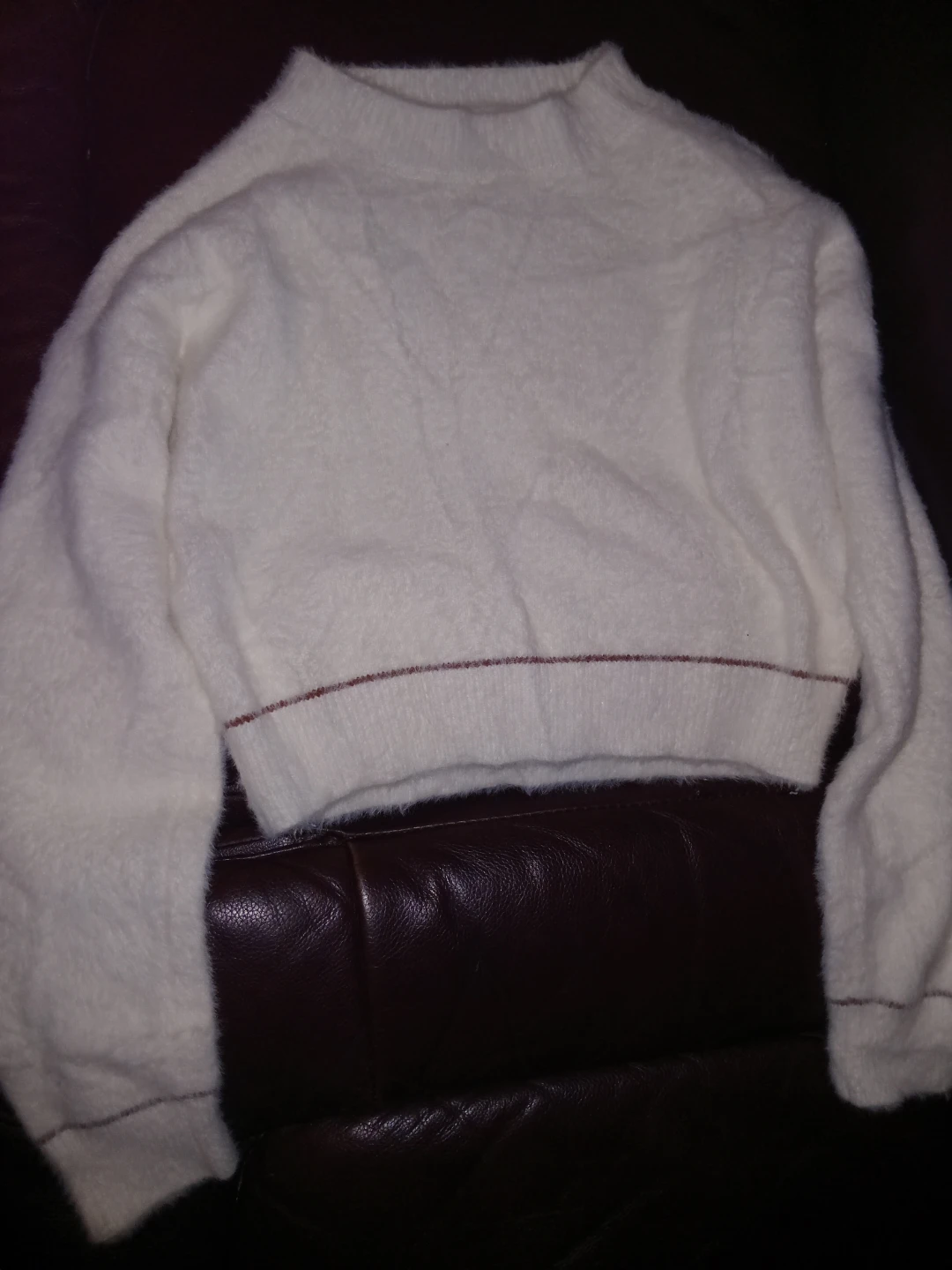 Women's Cream Fuzzy Mock Neck Cropped Sweater - photo 2