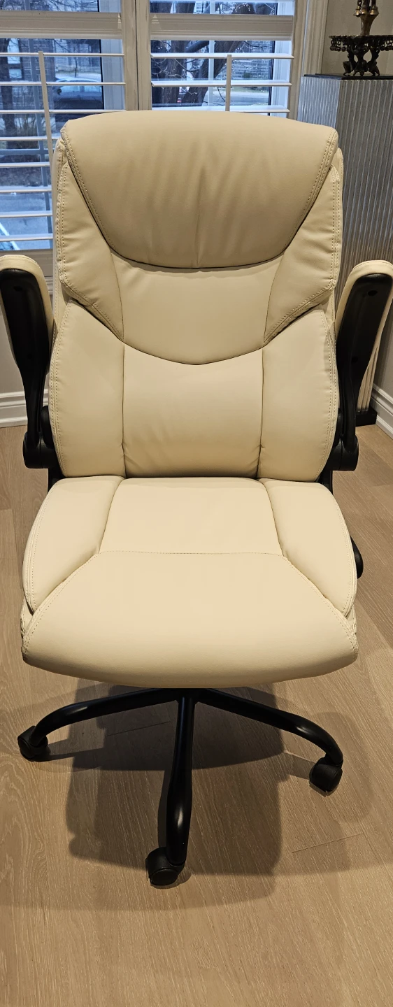 Cream Faux Leather Executive Office Chair for sale