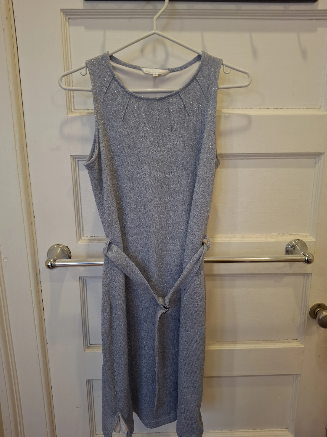 Retro 60s/70s style Silver Sparkle Sheath Size L