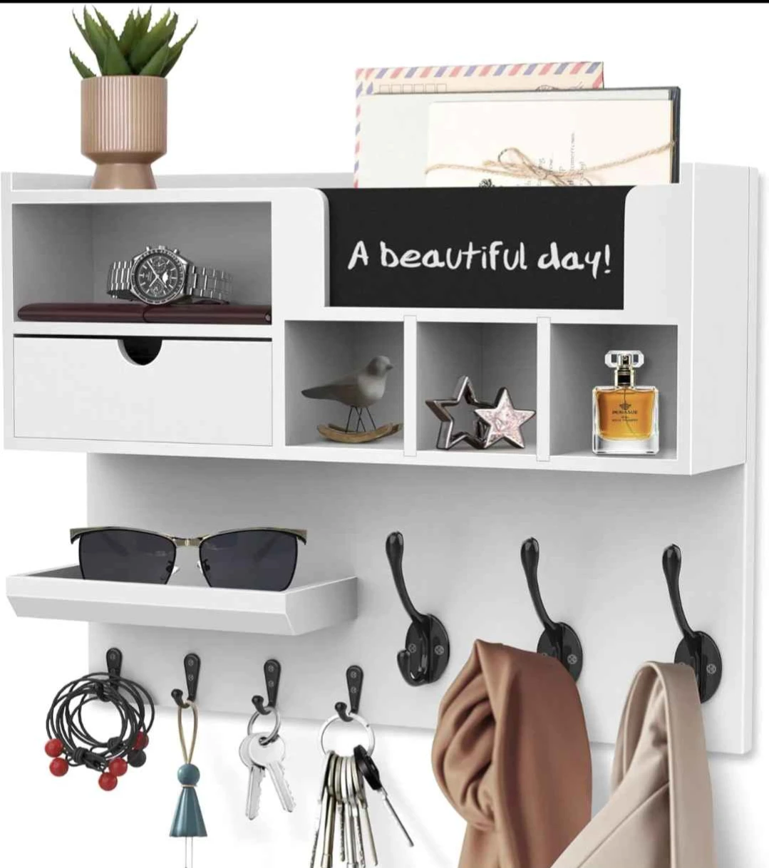 White Wall-Mounted Entryway Organizer
