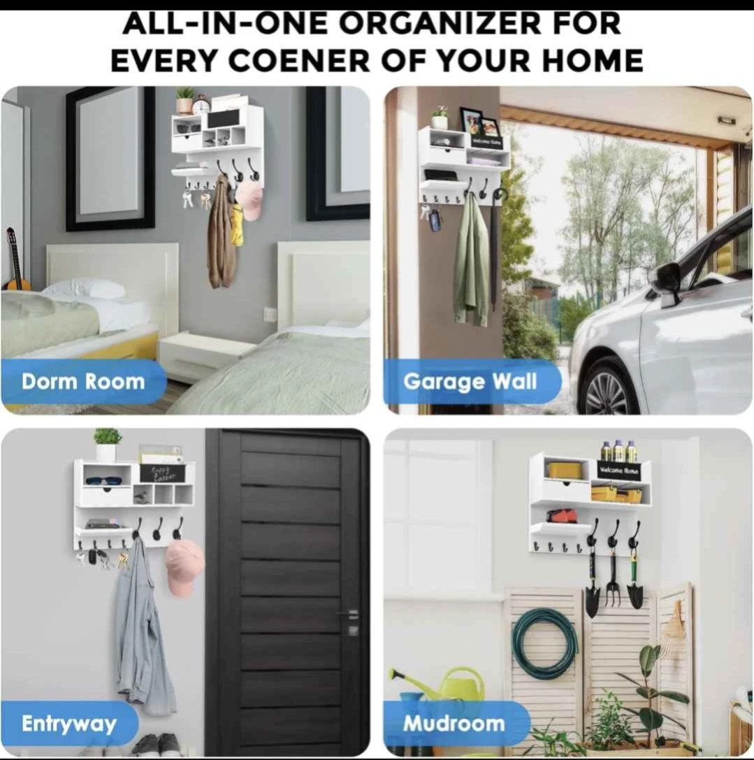 White Wall-Mounted Entryway Organizer - photo 5