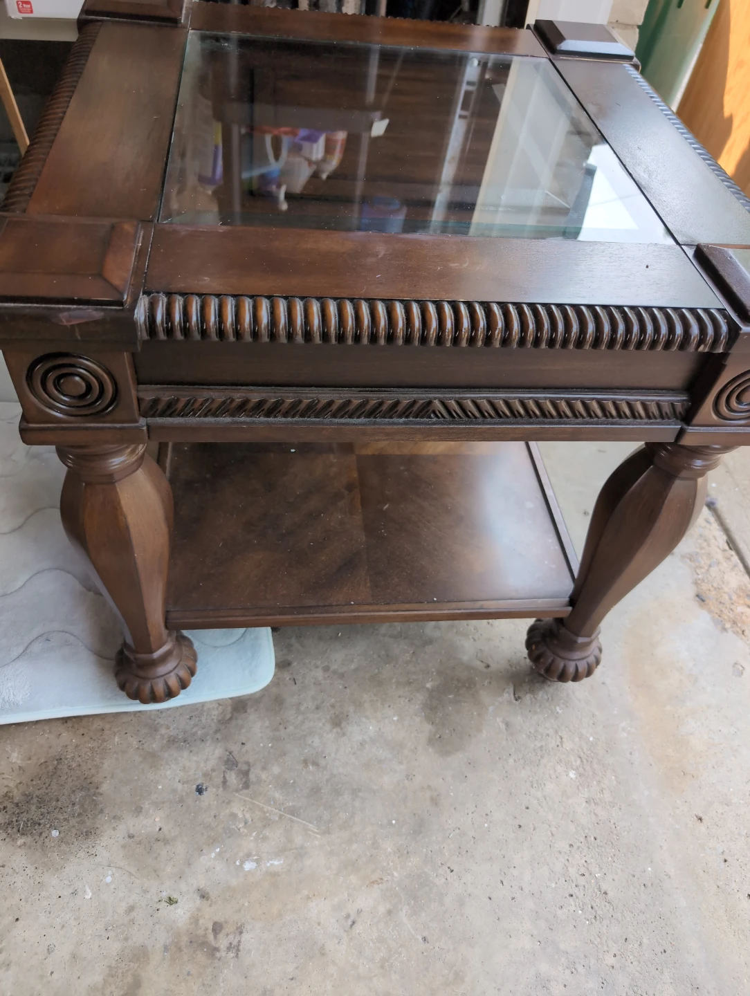 Wooden End Table with Glass Top - photo 2
