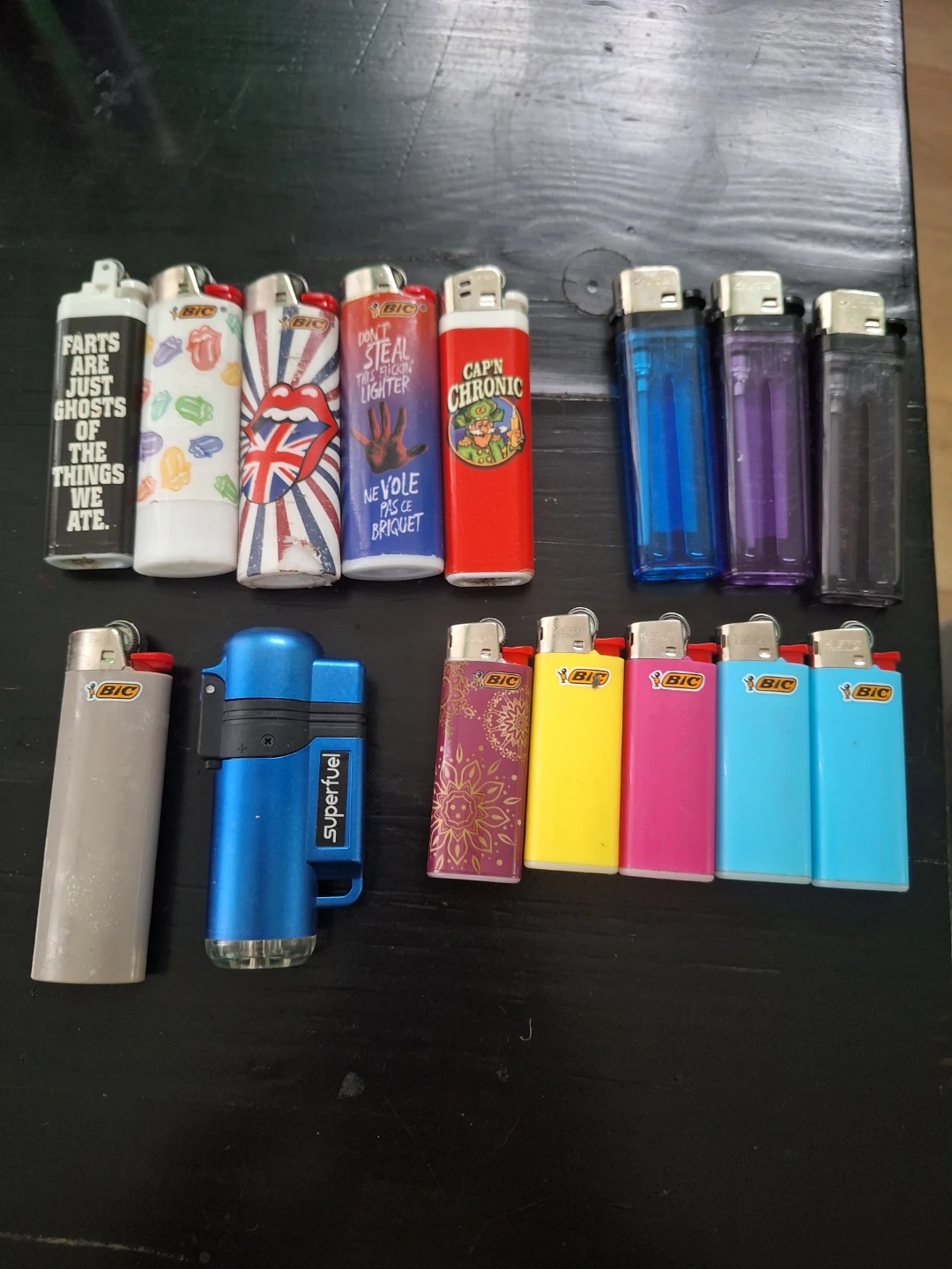 Assorted BIC Lighters and Superfuel Lighter