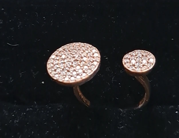 Rose Gold Tone Ring with Pave Setting - photo 2