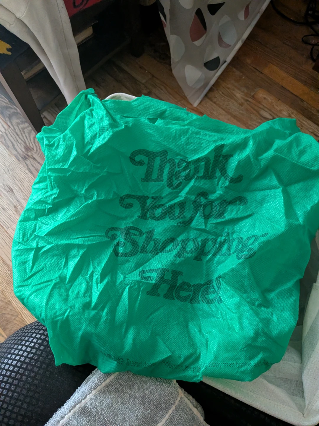 Green "Thank You for Shopping Here" Bag