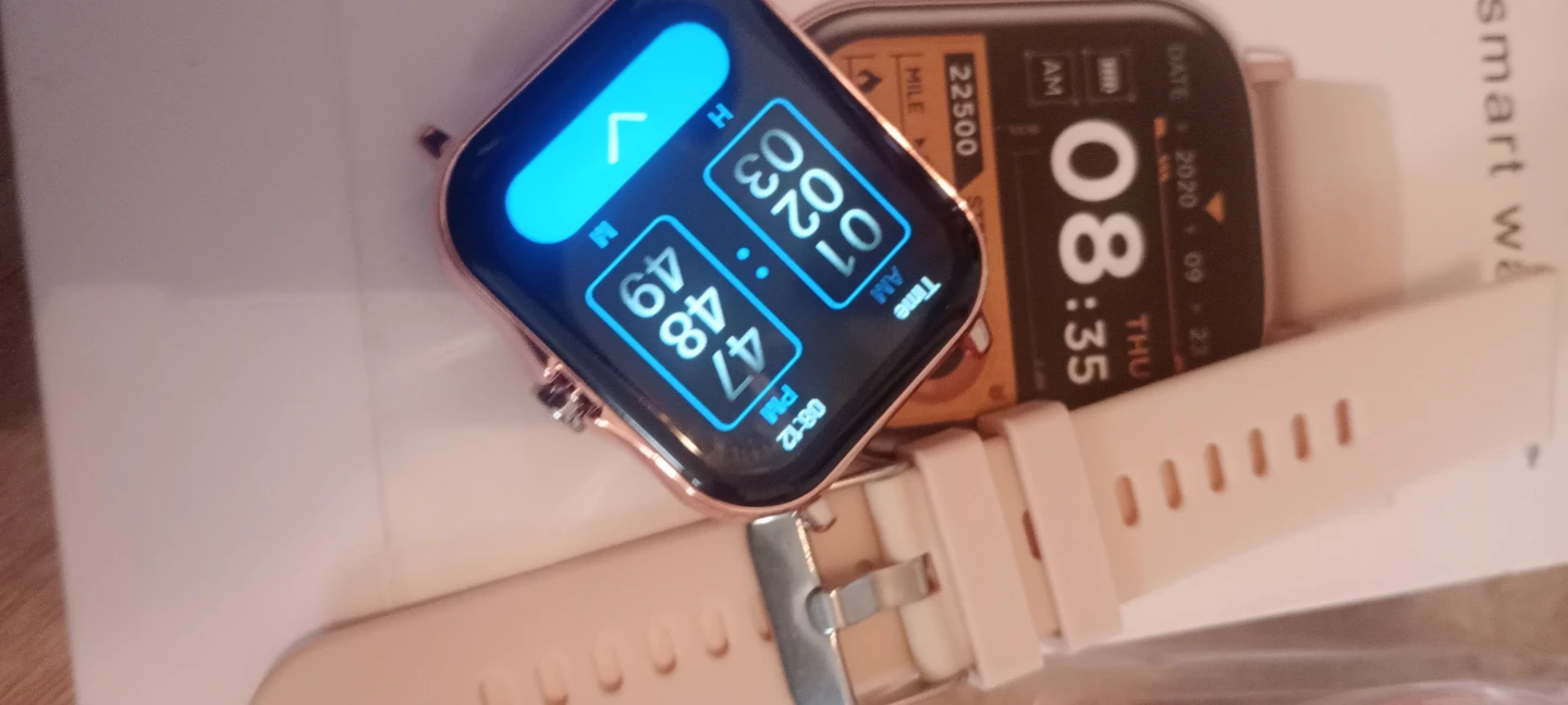 Smart Watch with double straps Gold and Cream - photo 5