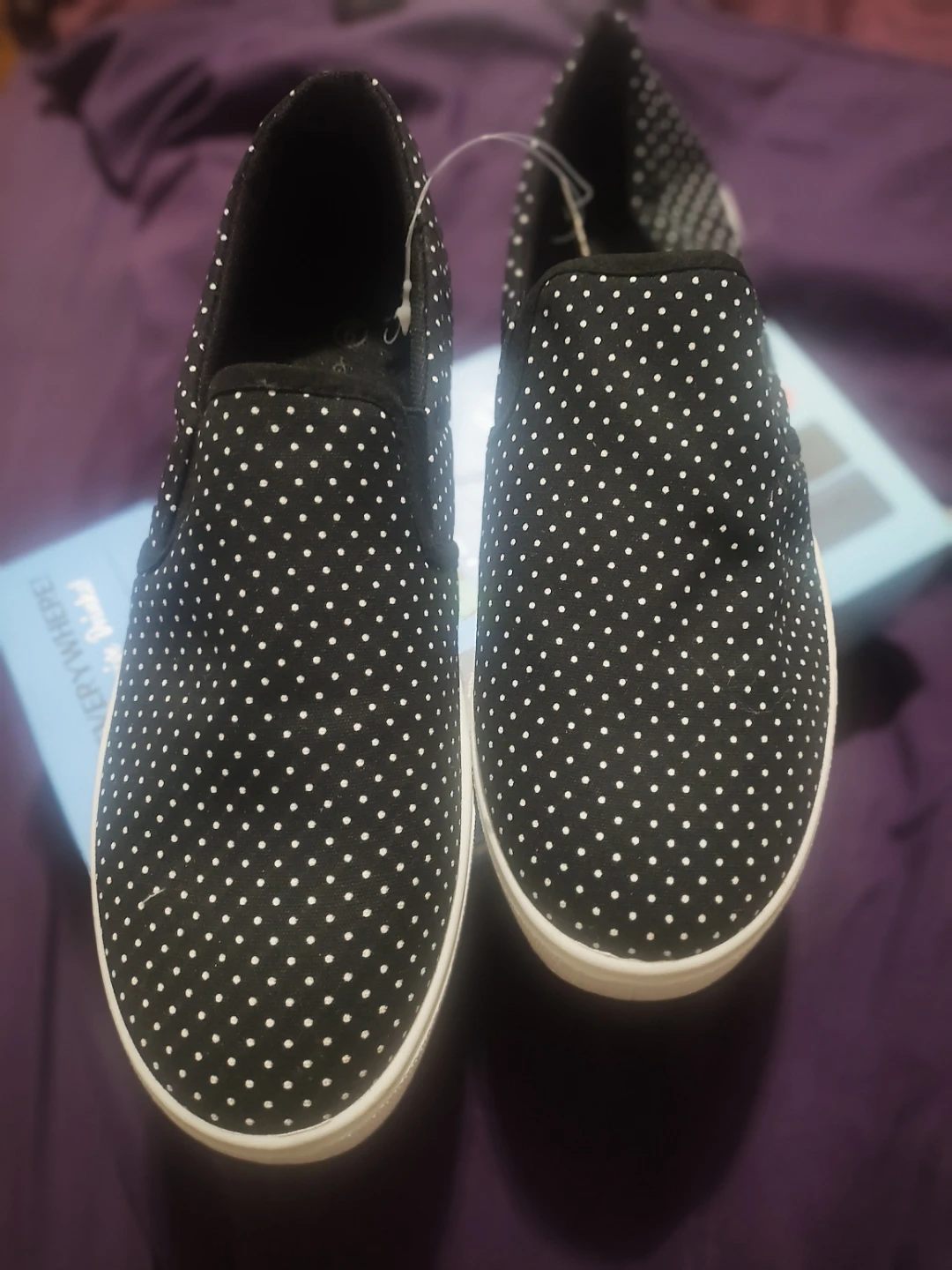 Sole Mates Black & White Polka Dot Slip-On Shoes Size 9 New