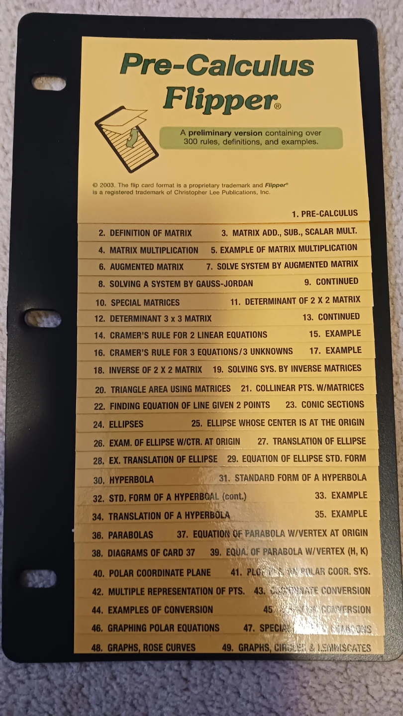 Pre-Calculus Flipper Study Guide (300+ Rules & Examples):