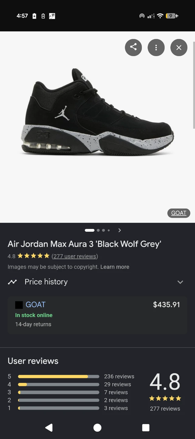 Air Jordan Max Aura 3 'Black Wolf Grey' Sneakers