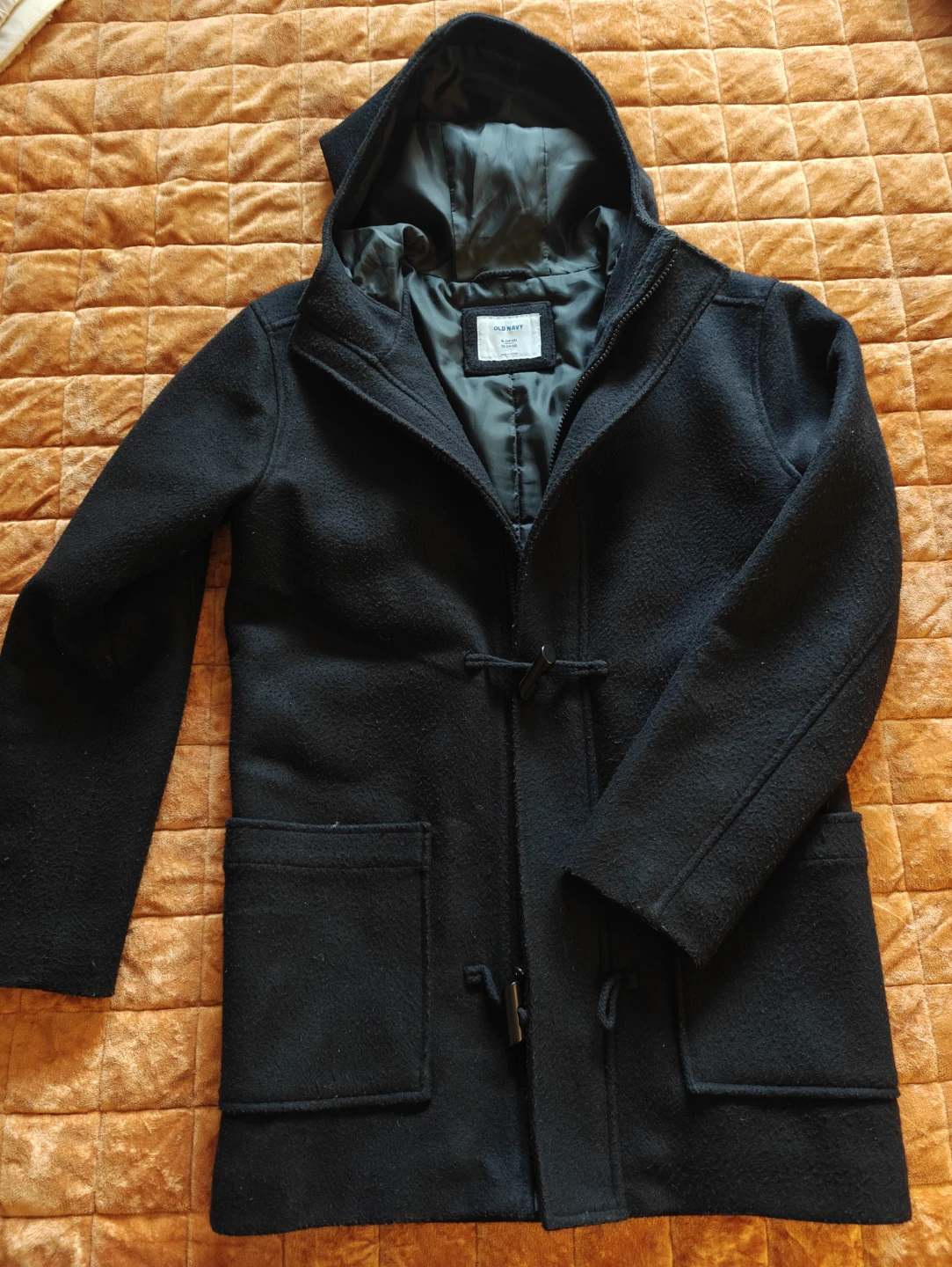 Black Duffle Coat XL (14-16)