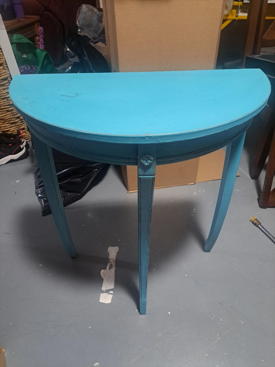 Blue Half-Moon Side Table