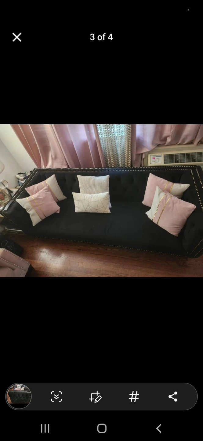 Black Tufted Chesterfield Sofa with Studded Accents