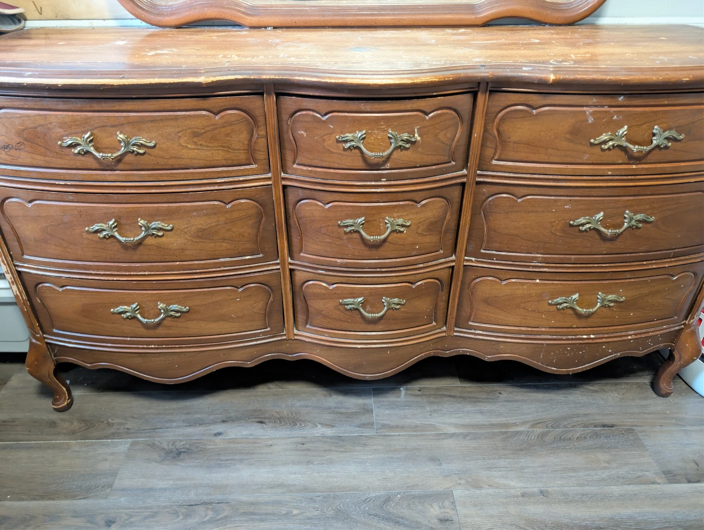 Vintage Wooden Dresser with Mirror