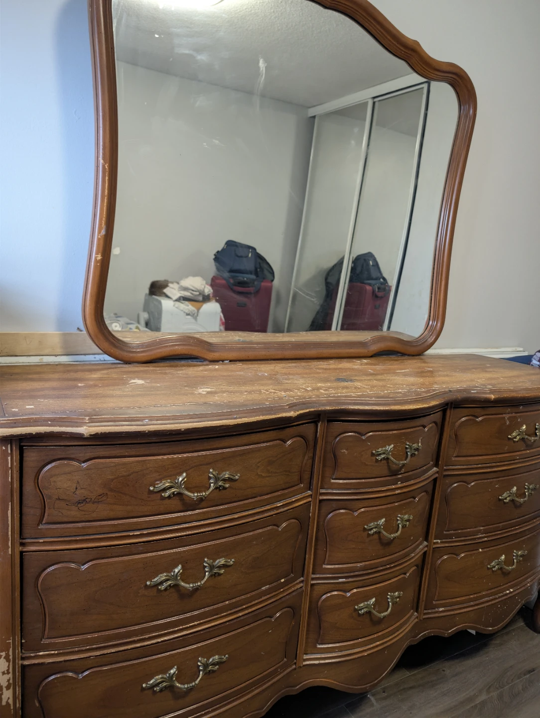 Vintage Wooden Dresser with Mirror - photo 2