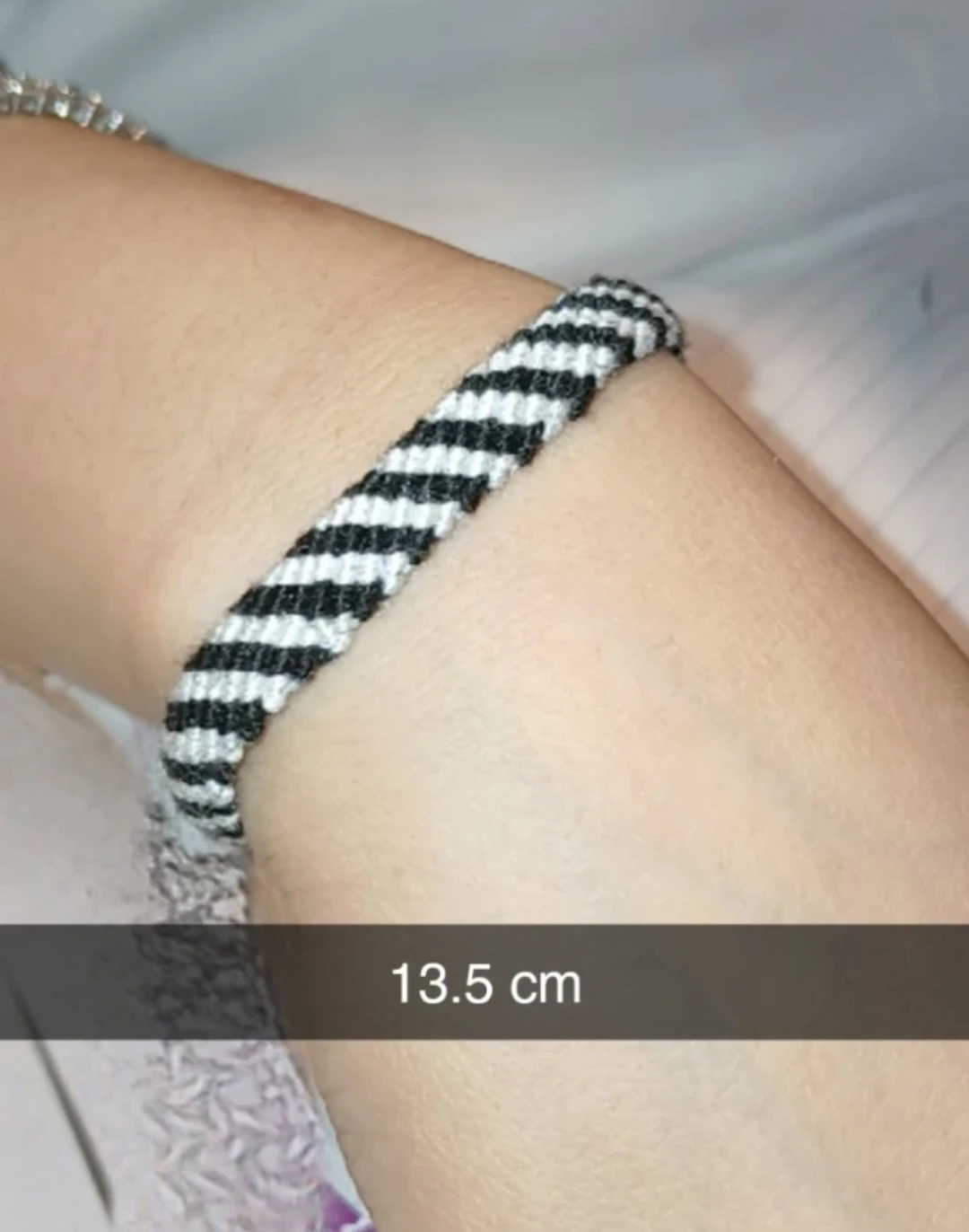 Black and White Striped Woven Friendship Bracelet - photo 2
