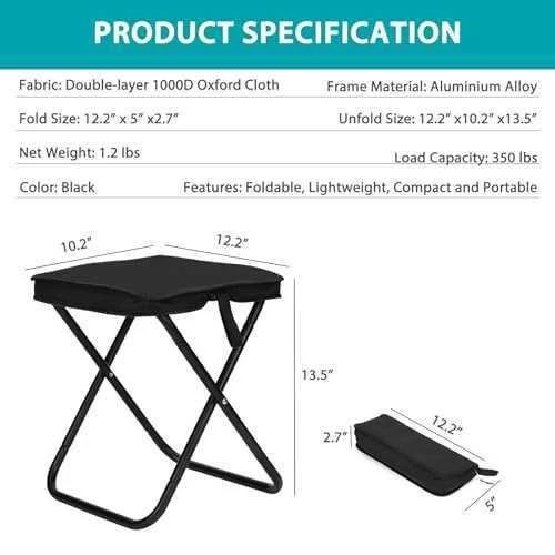 Portable Folding Stool - Black - photo 2