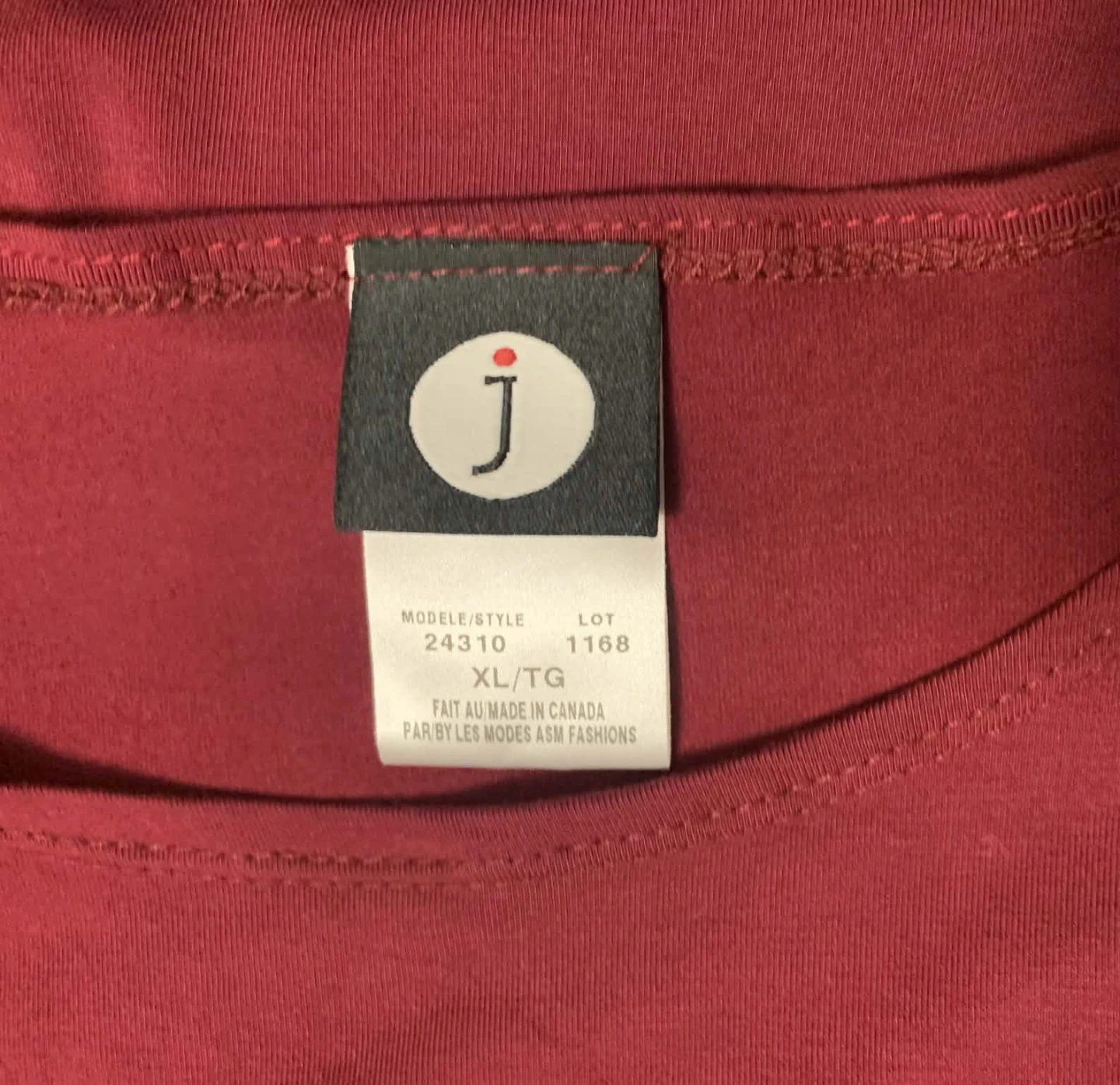 J by Jm Long Sleeve Top XL/TG Burgundy - photo 3