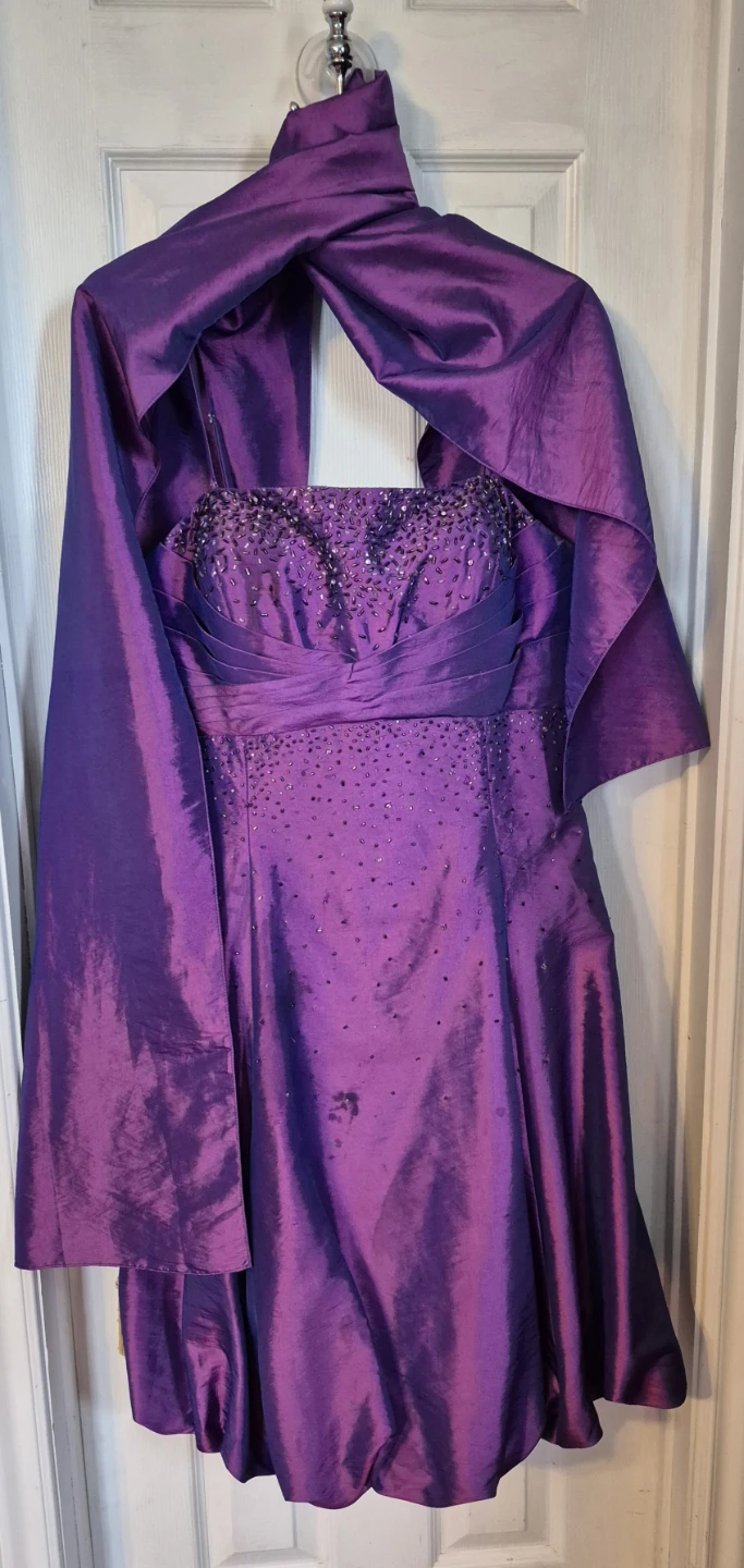 Purple Beaded Dress with Shawl