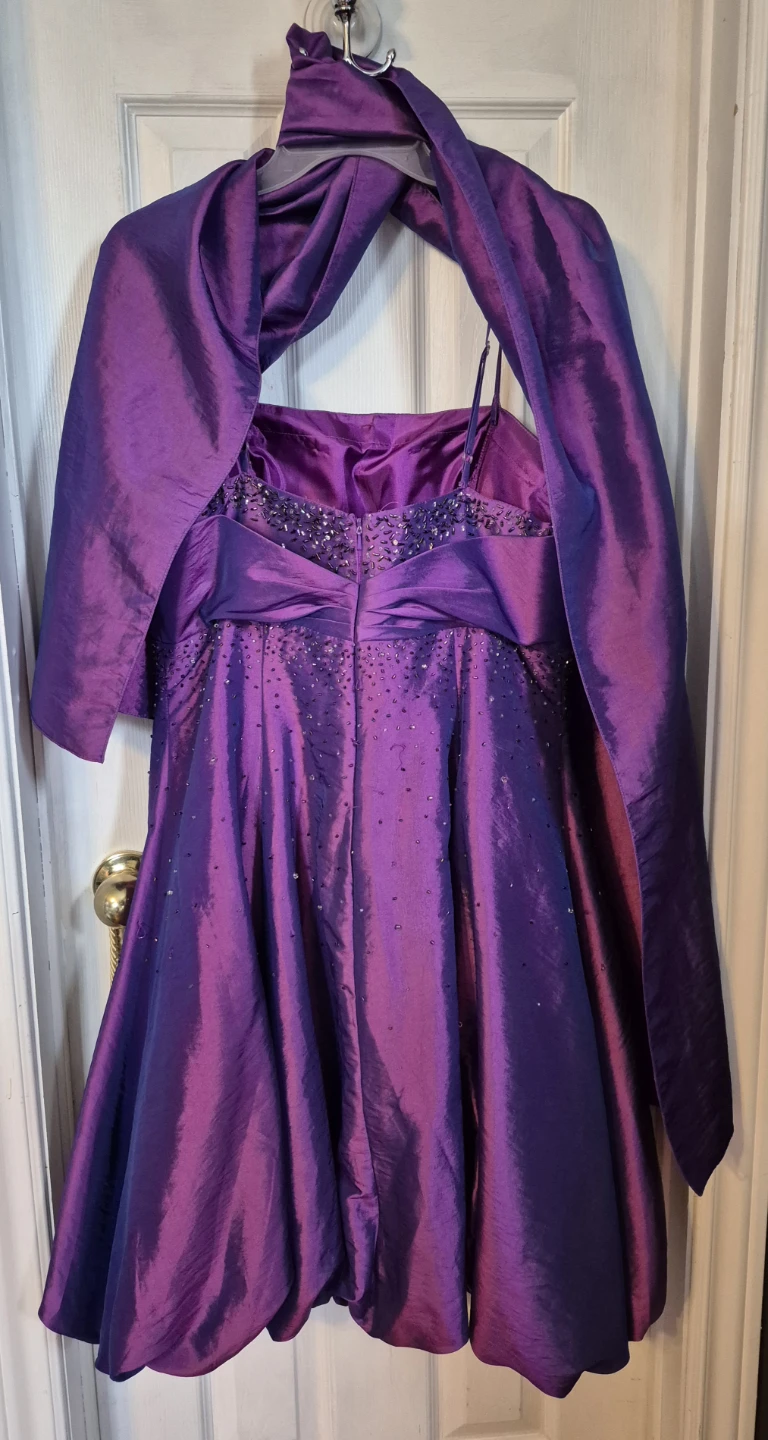 Purple Beaded Dress with Shawl - photo 2