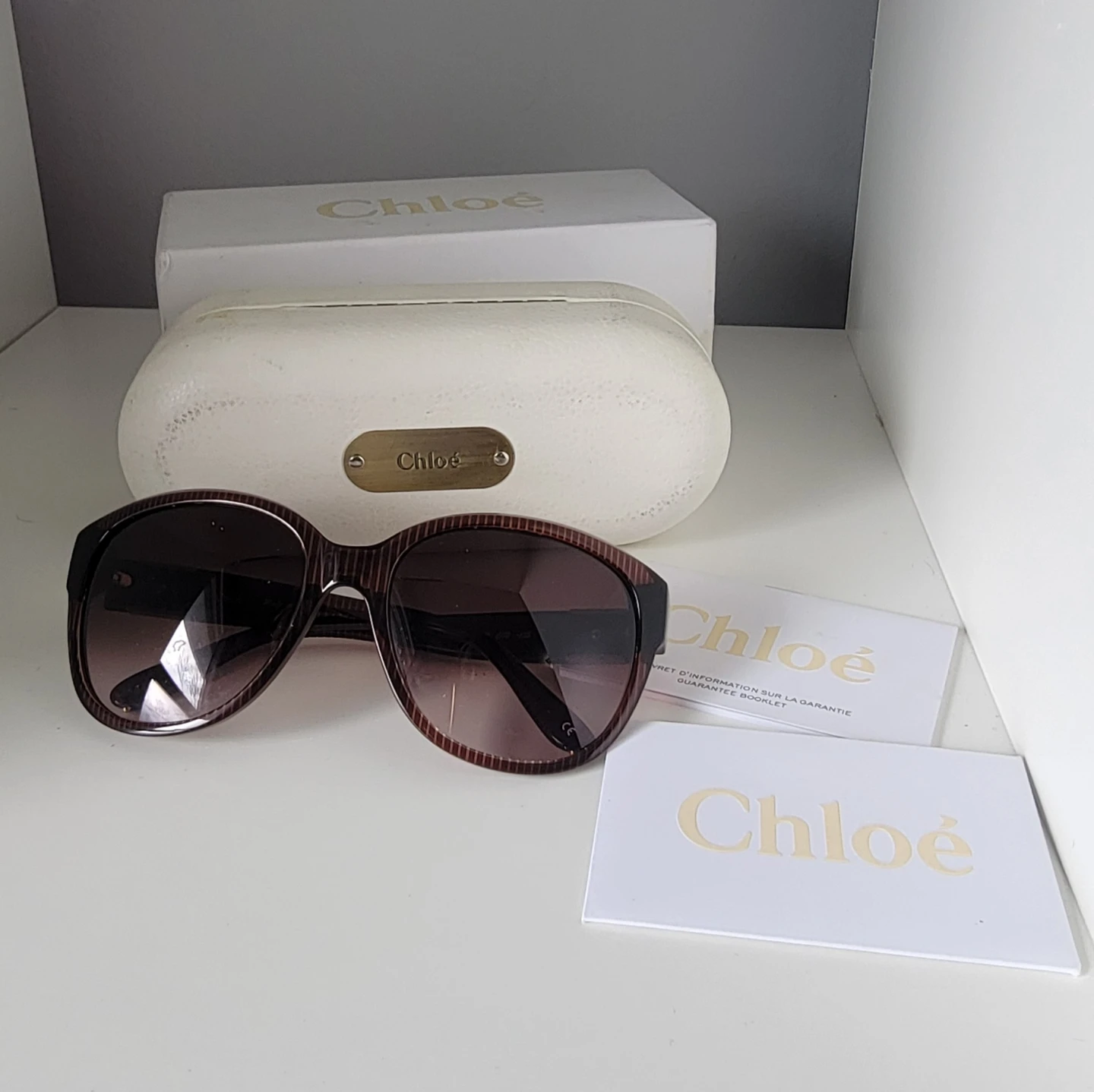 Chloe Sunglasses Brown Striped