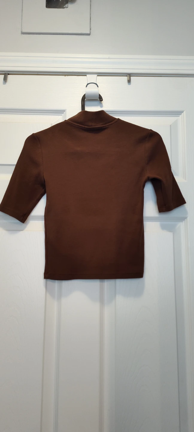 Brown Mock Neck 3/4 Sleeve Top - photo 2