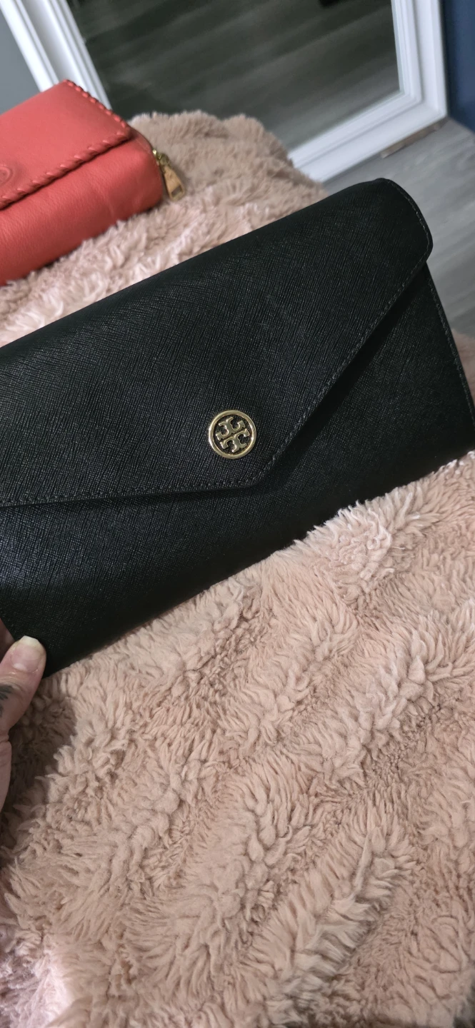 Tory Burch Black Leather Wallet Clutch
