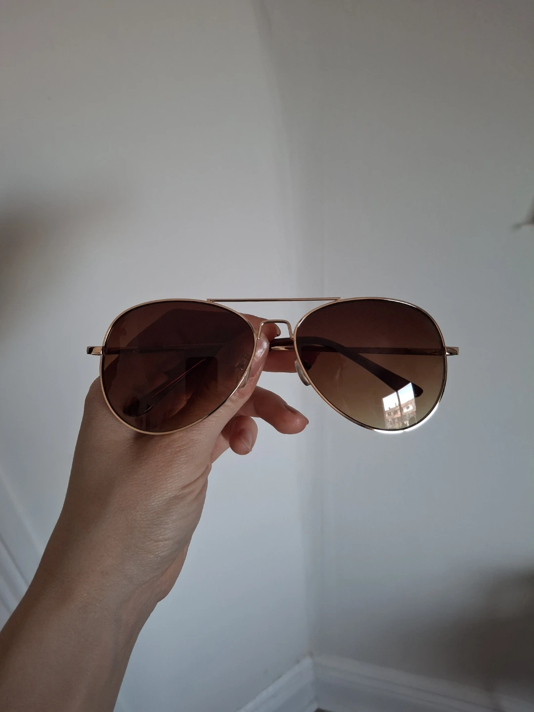 Aviator Sunglasses - Rose Gold Frame, Brown Lenses