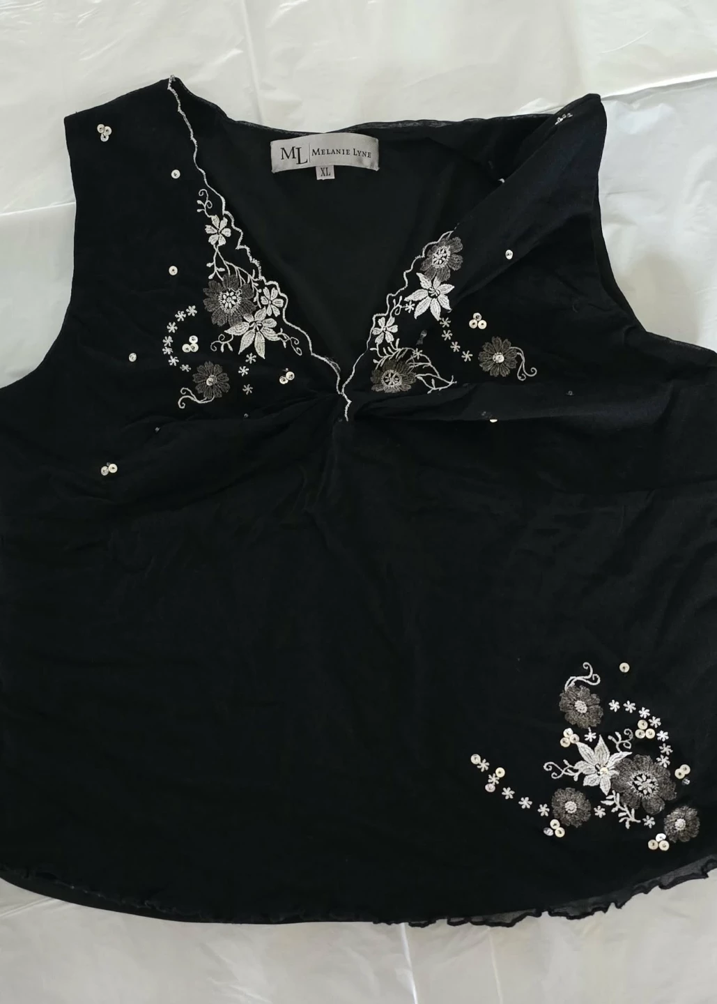 Melanie Lyne Black Embellished Top - XL