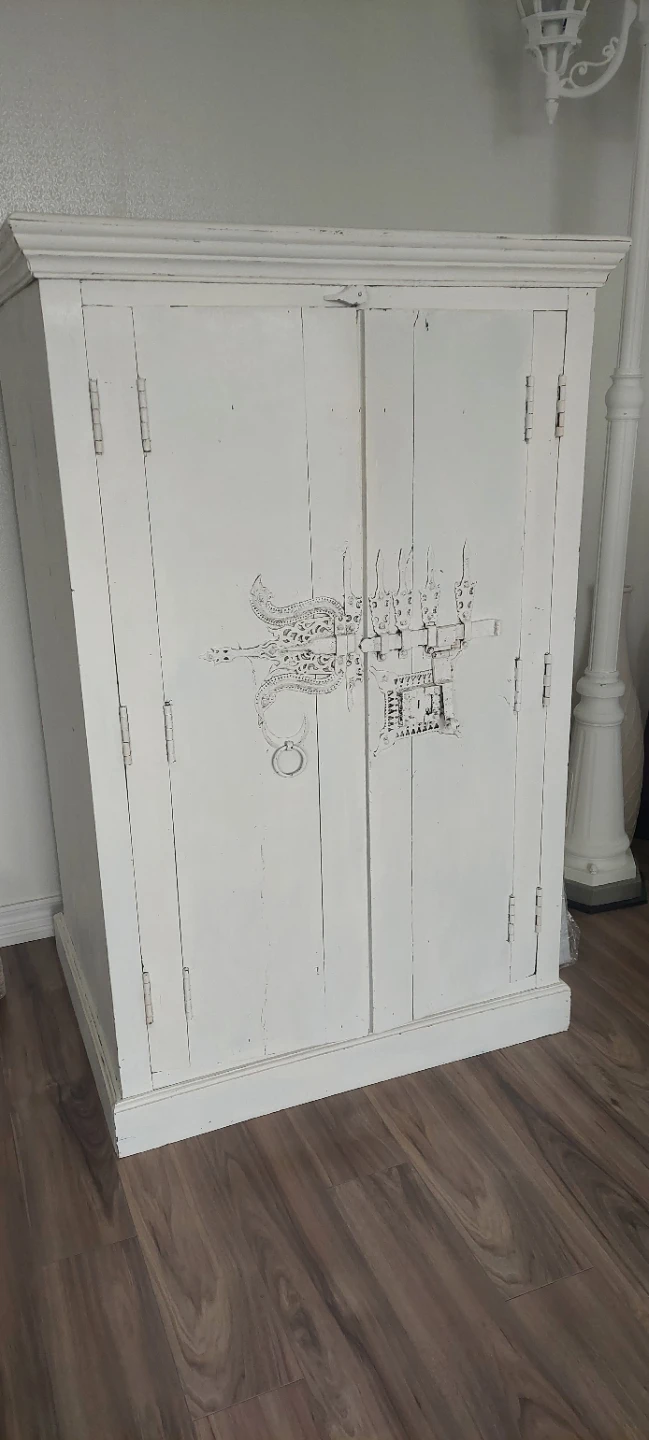 Thai Wooden Cabinet Armoire with Ornate Lock