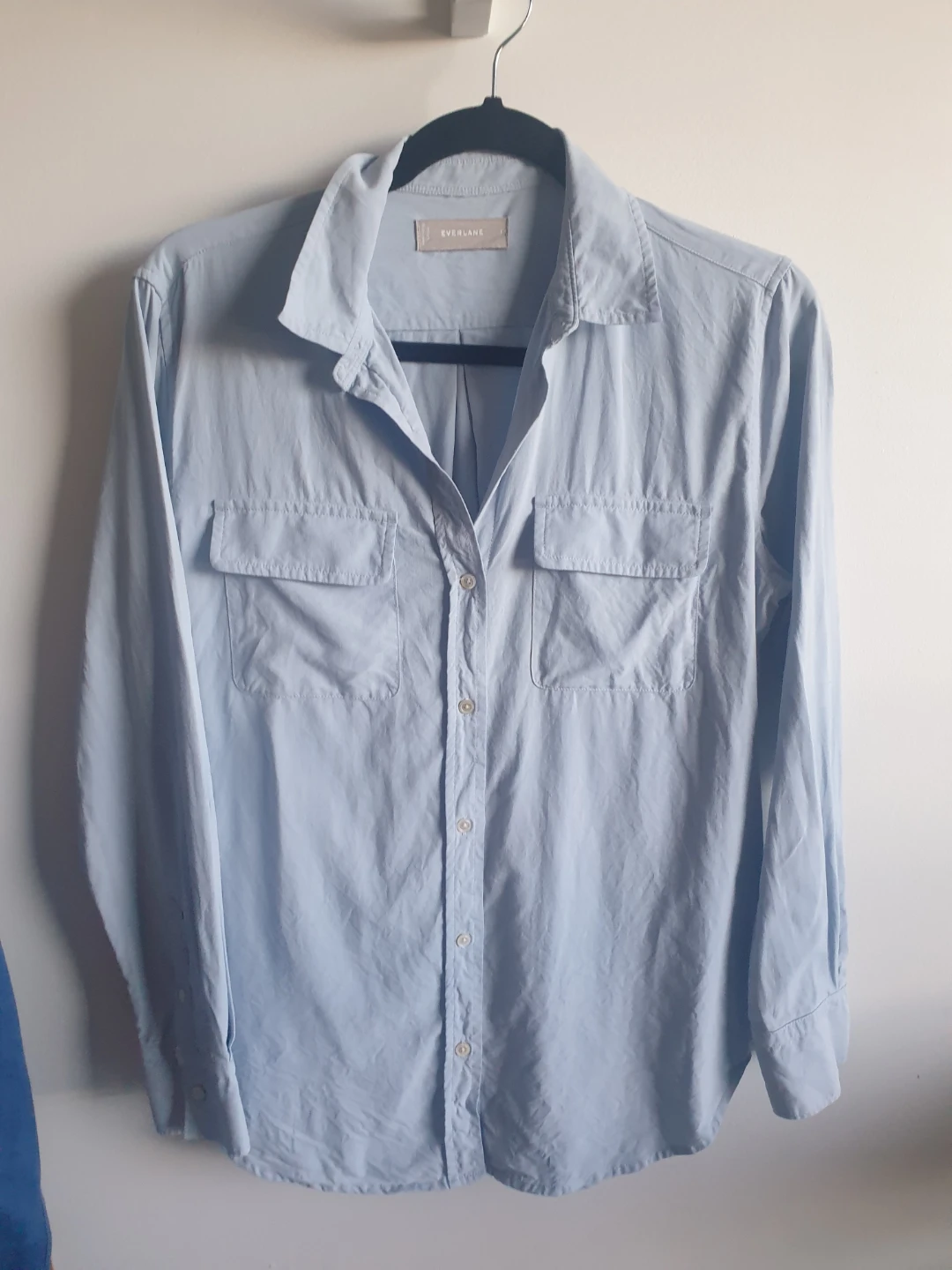 Everlane The Must-Have Shirt in Washable Silk (Soft Blue) - photo 2