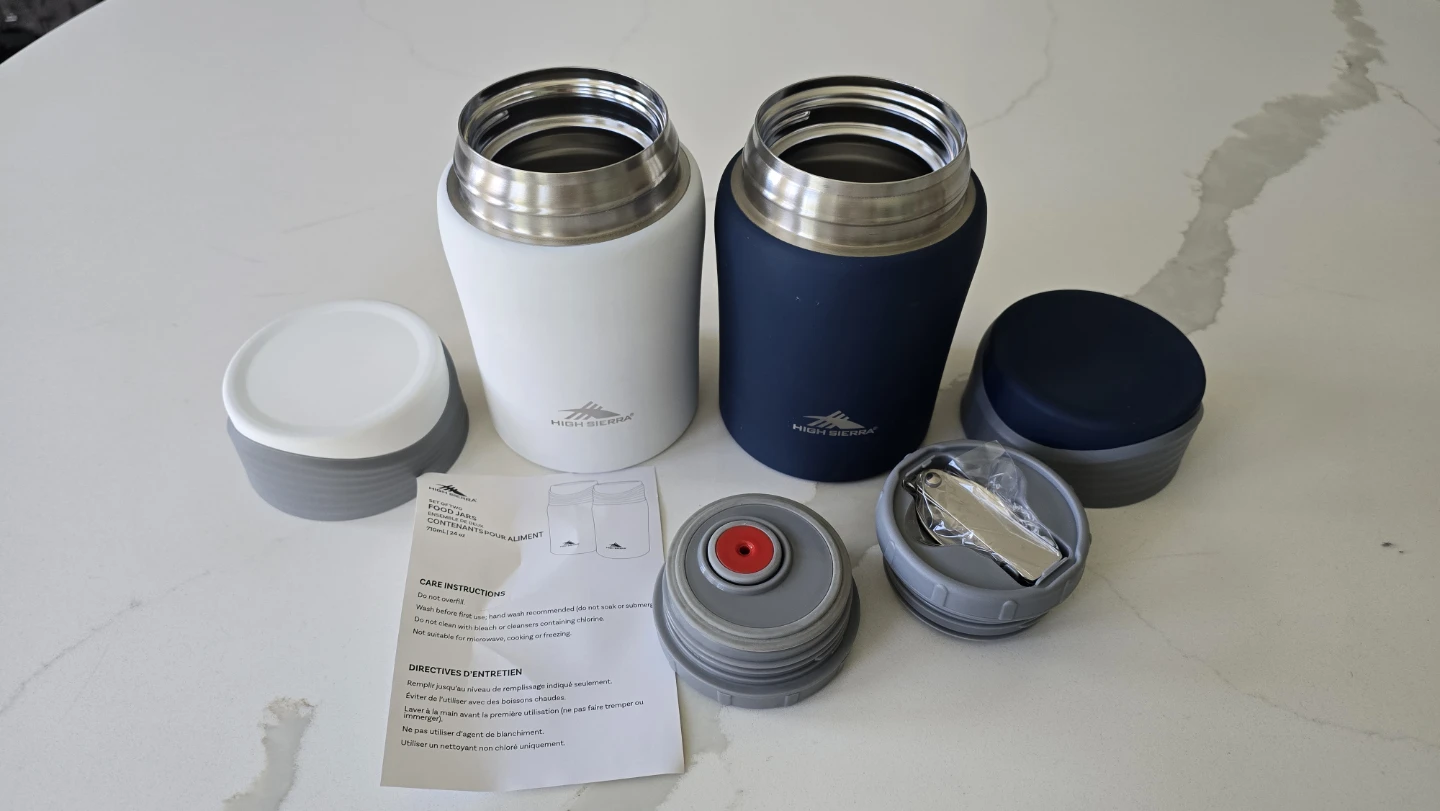 NEW High Sierra Set of 2 Food Jars - White & Navy - photo 4