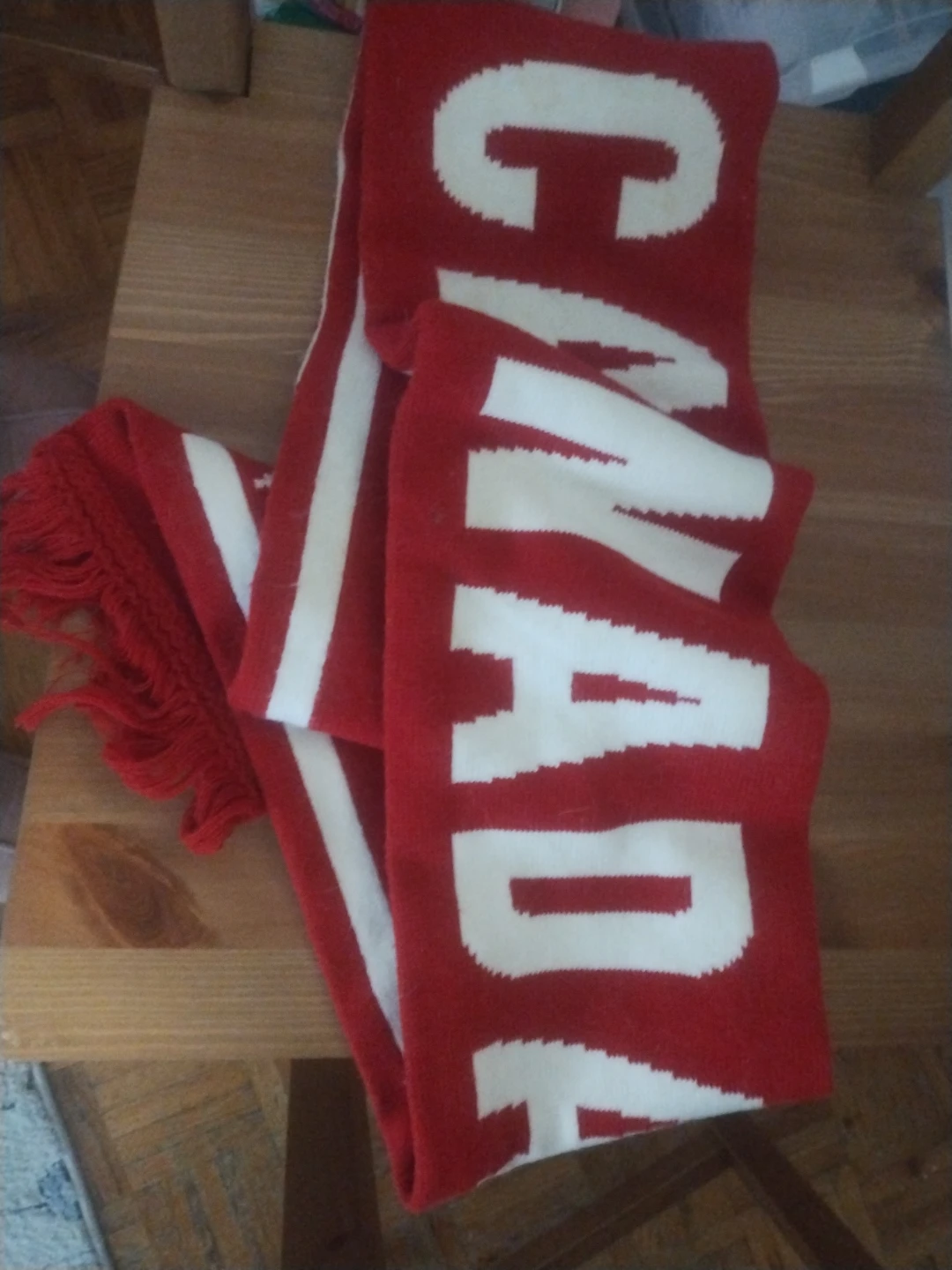 Red Canada Scarf with Fringe 🌱